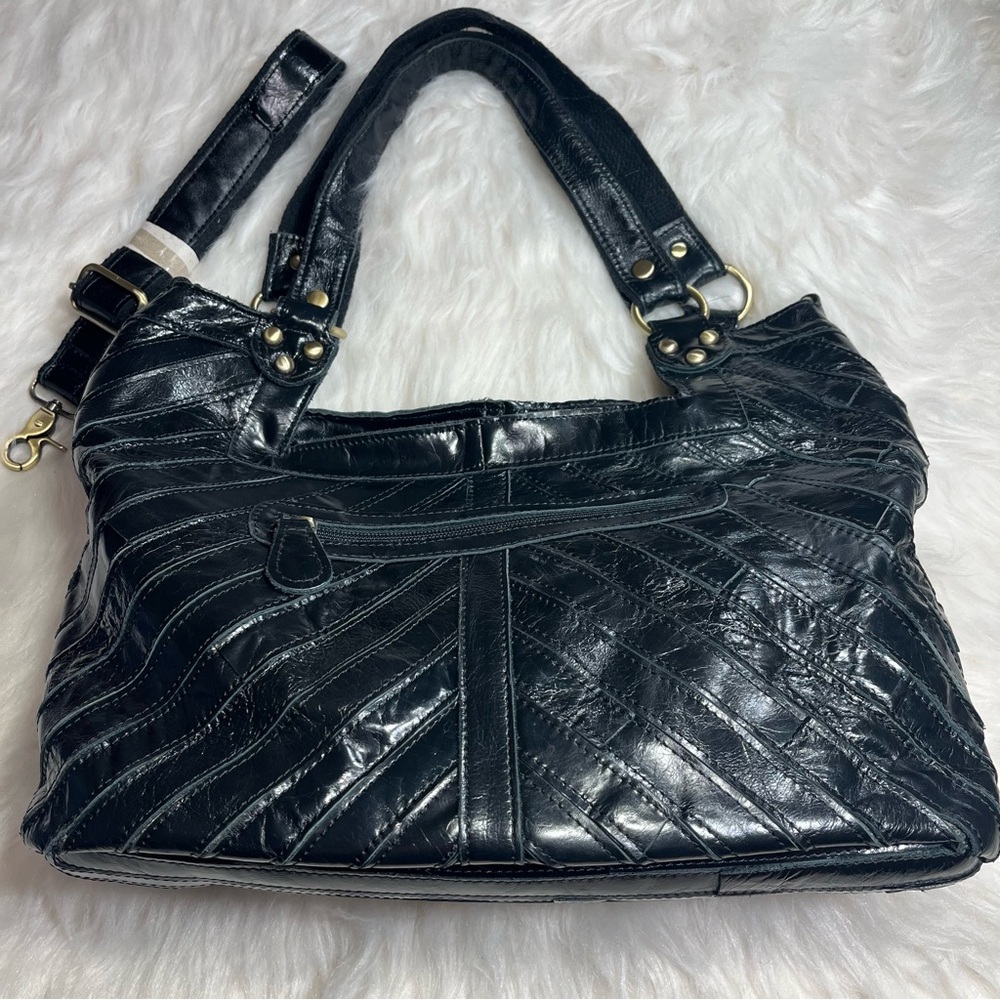 Nwot Ameri Leather Chic Black Woven Shoulder Bag … - image 4